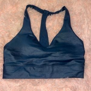 Metallic navy blue sports bra